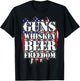 American Flag Guns Whiskey Beer Freedom Men T-Shirt - T-Shirt | Black