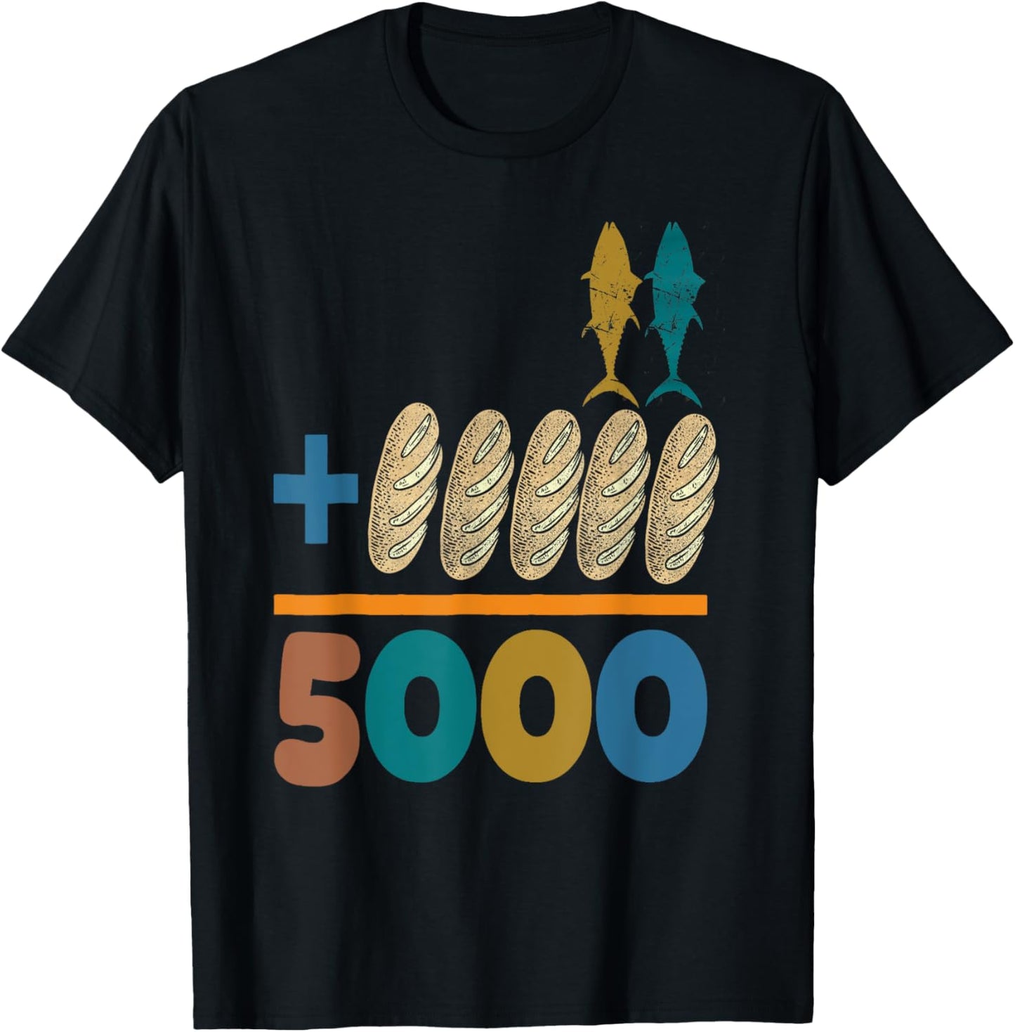 Jesus 2 Fishes 5 Breads 5000 Chosen Against The Current T-Shirt - T-Shirt | Black