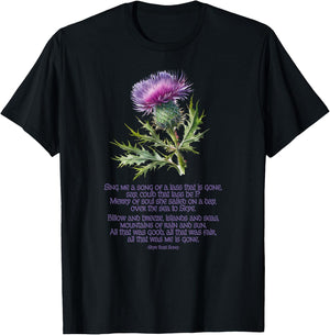 Utopia Sport Isle of Skye Scotland Shop Skye Boat Song Thistle Adults Black Small Modern Classic Crew Collar Short Sleeve T-Shirt - T-Shirt | Black