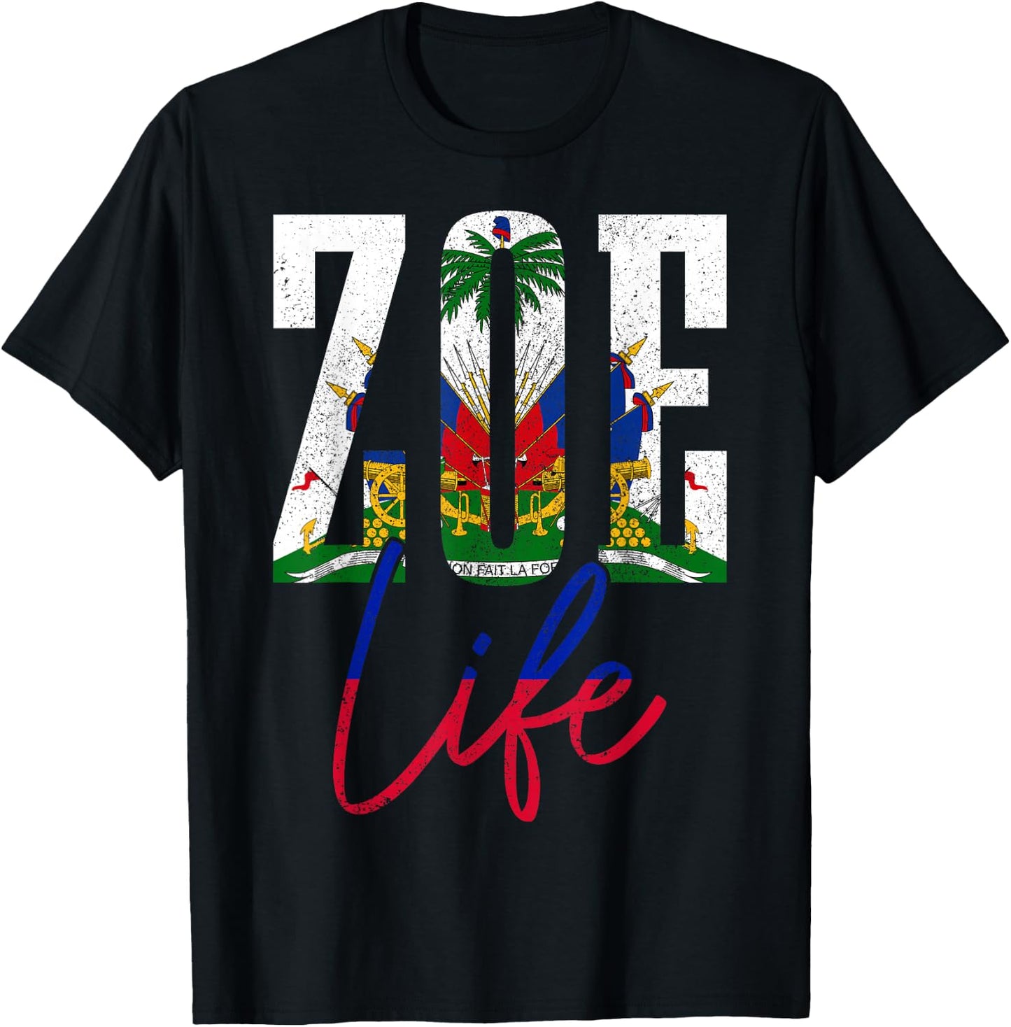 Haiti Zoe Haitian Flag Caribbean Souvenir T-Shirt - T-Shirt | Black