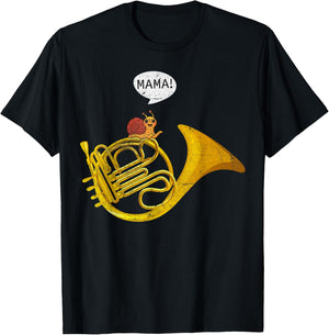 French Horn Player Snail Mama Musical French Hornist T-Shirt - T-Shirt | Black