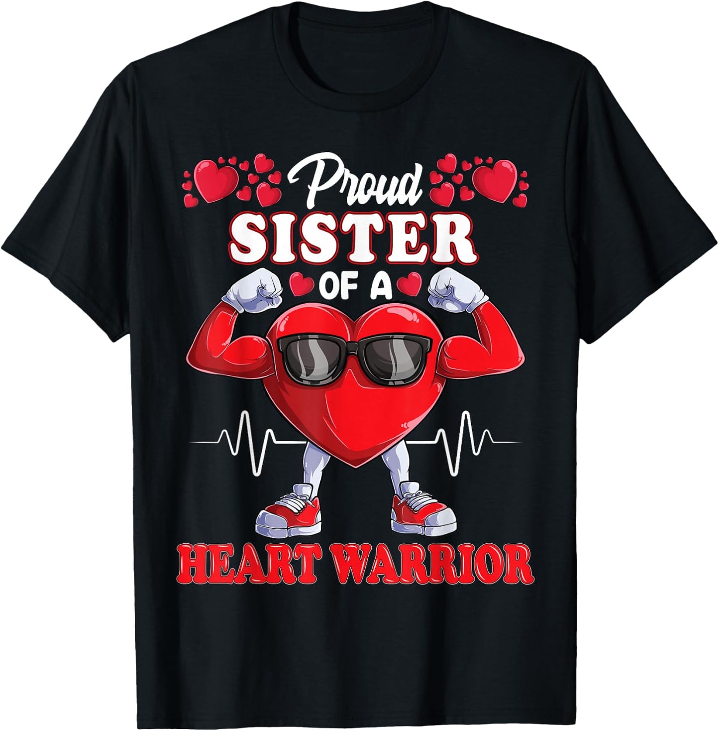 Proud Sister of a Heart Warrior CHD Awareness T-Shirt - T-Shirt | Black