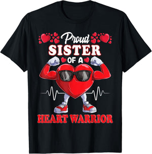 Proud Sister of a Heart Warrior CHD Awareness T-Shirt - T-Shirt | Black