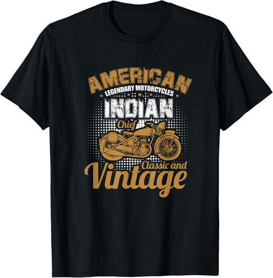 Motorcycle Biker American Legendary Motorcycles Indian Chief T-Shirt - T-Shirt | Black