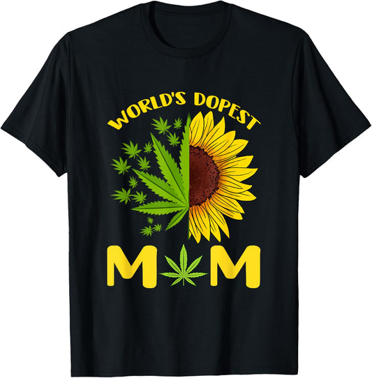 World's Dopest Mom Weed Marijuana Cannabis Weed Mother's Day T-Shirt - T-Shirt | Black