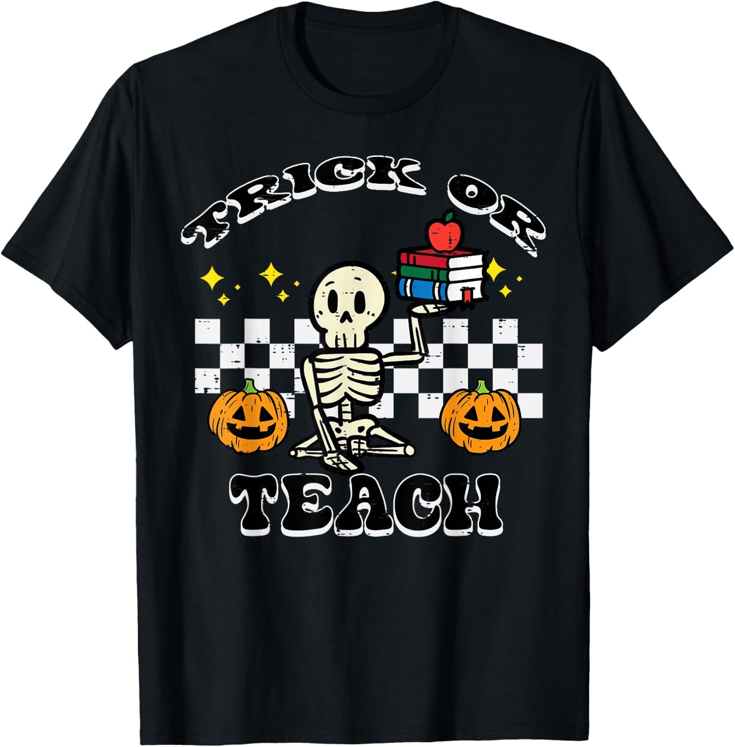Halloween Teacher Trick Or Teach Retro Costume Men Women T-Shirt - T-Shirt | Black