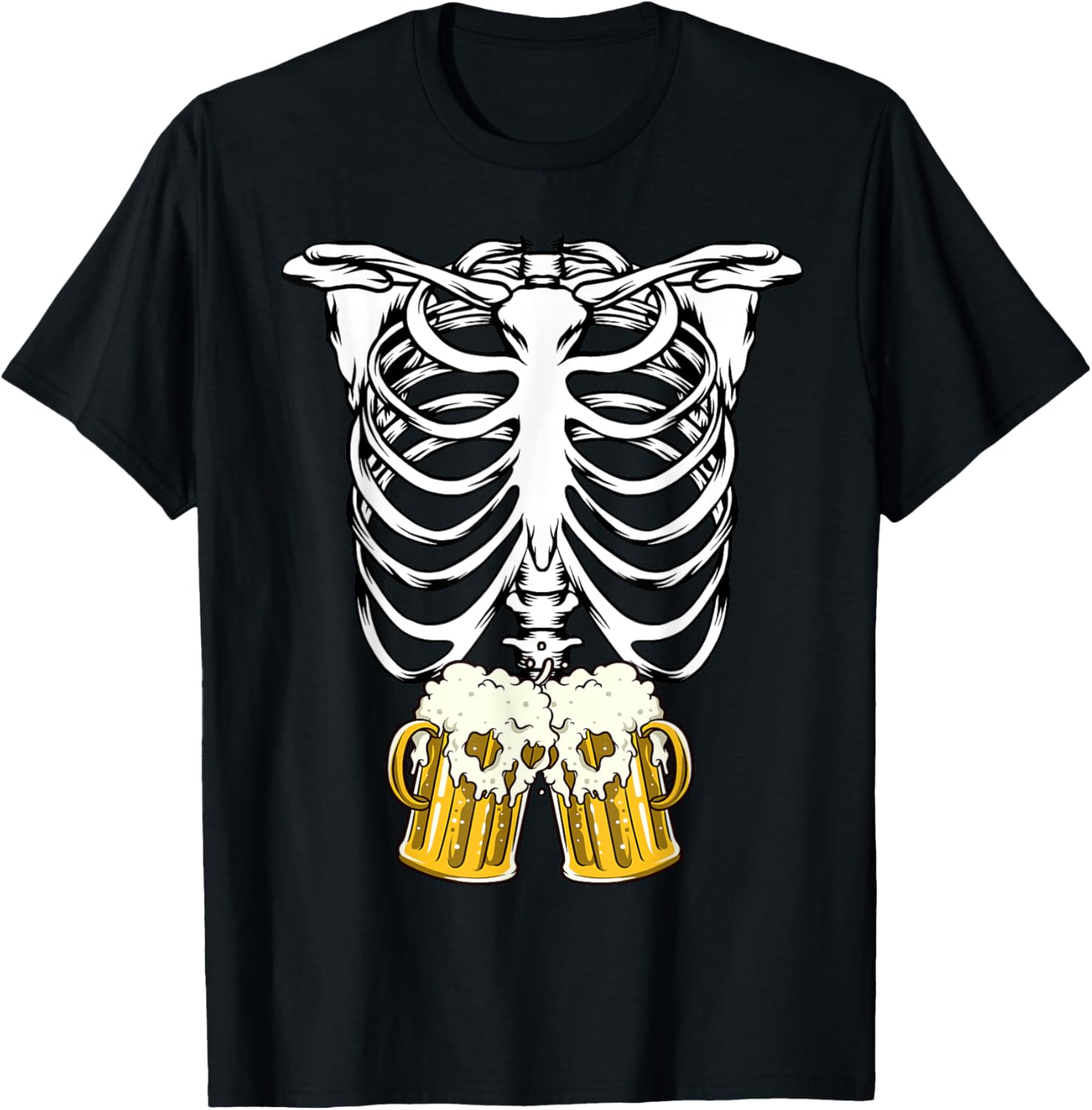 Skeleton Pregnancy Belly Of Beer X-ray Halloween Costume T-Shirt - T-Shirt | Black