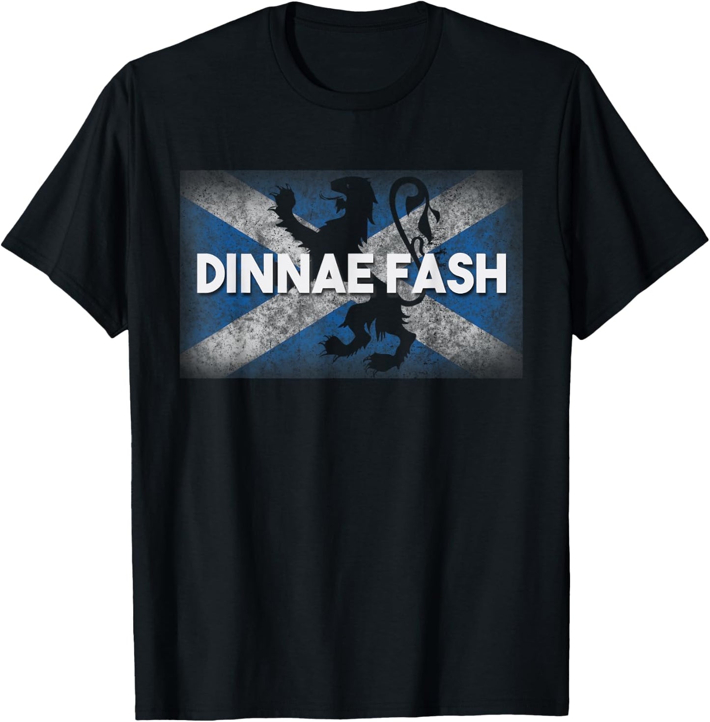 Scottish Flag Scotland Dinnae Fash Phrase Lion Rampant T-Shirt - T-Shirt | Black