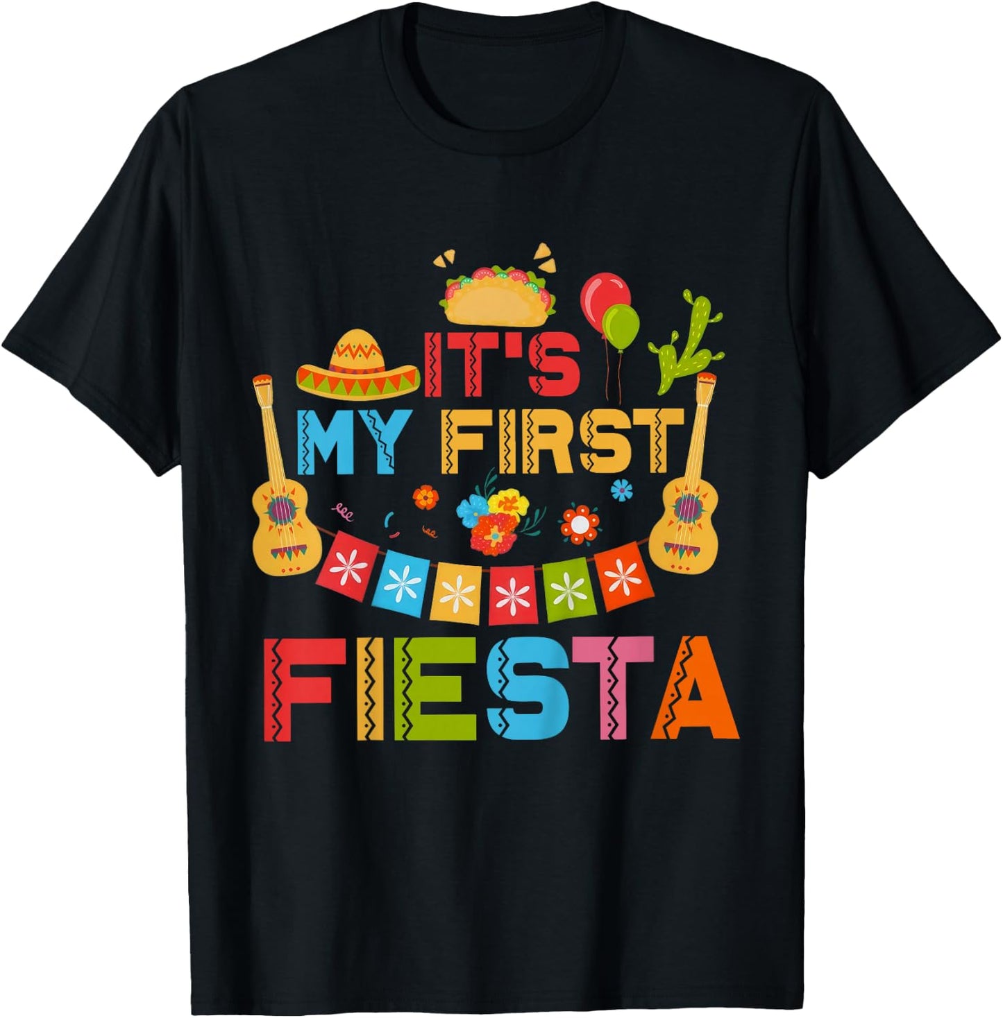 It's My First Fiesta Birthday Mexican Cinco De Mayo Kids T-Shirt - T-Shirt | Black