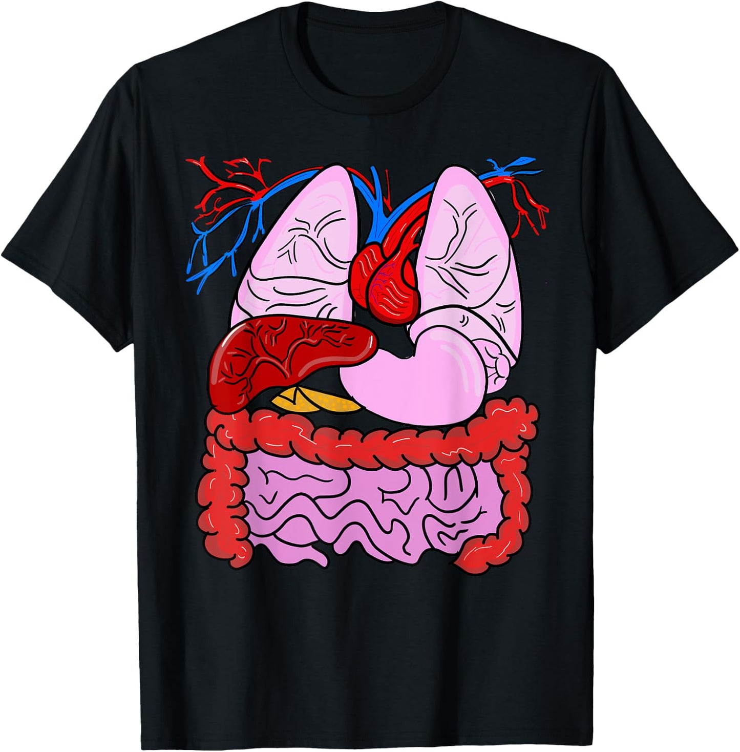 Human Body Anatomy: Illustrated Internal Organs T-Shirt - T-Shirt | Black