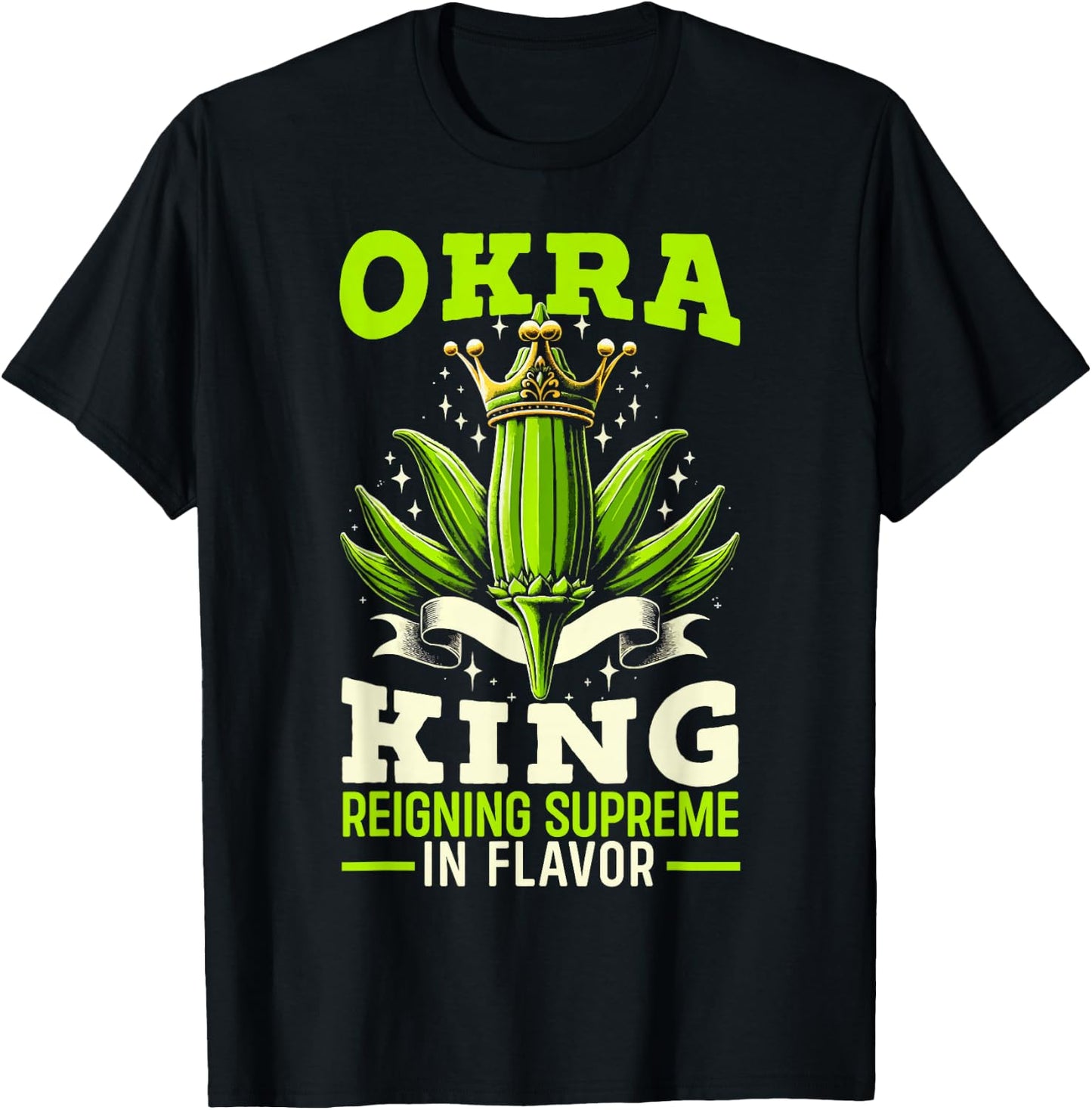 Okra Green Vegetable Gardening Food Okra Recipe T-Shirt - T-Shirt | Black