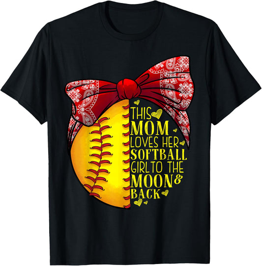 Funny Softball Gift Mom Women Pitcher Catcher Girls Lovers T-Shirt - T-Shirt | Black