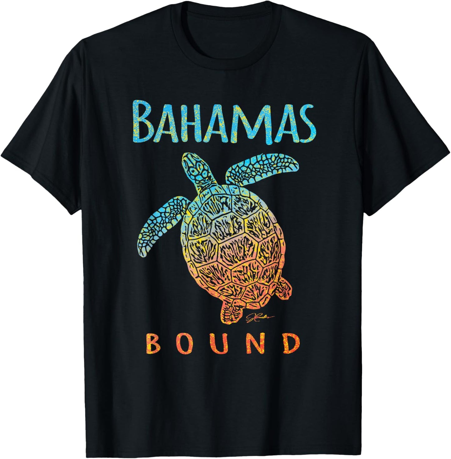 JCombs: Bahamas Bound Sea Turtle, Beach T-Shirt - T-Shirt | Black