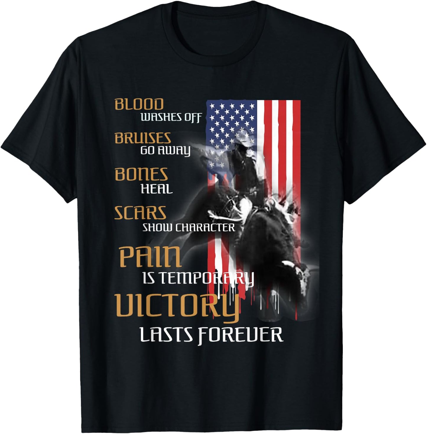 Texas Rider America Western Bull Riding T-Shirt - T-Shirt | Black