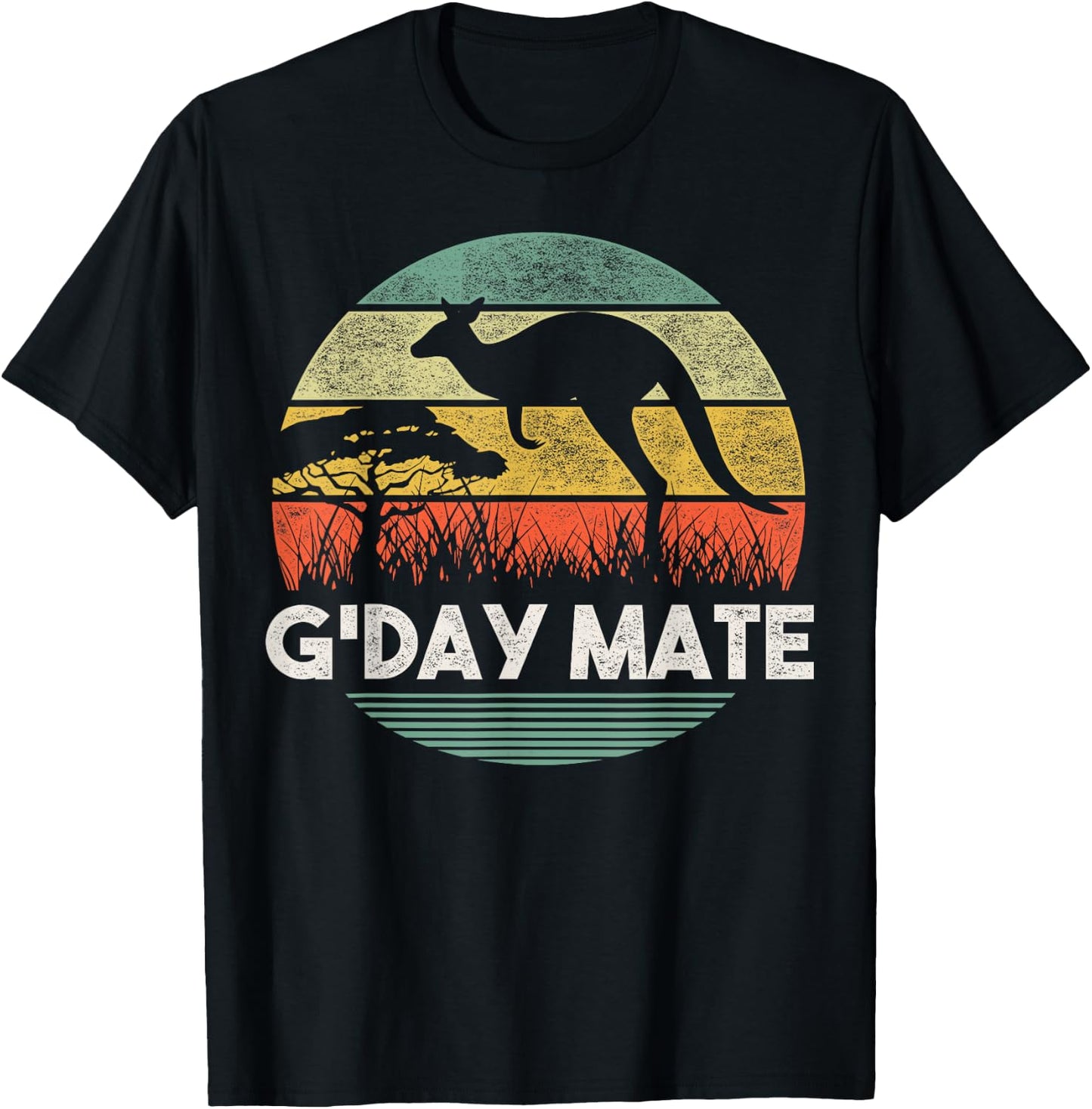 Australia G'Day Mate Shirt Funny Kangaroo Australian Vintage T-Shirt - T-Shirt | Black