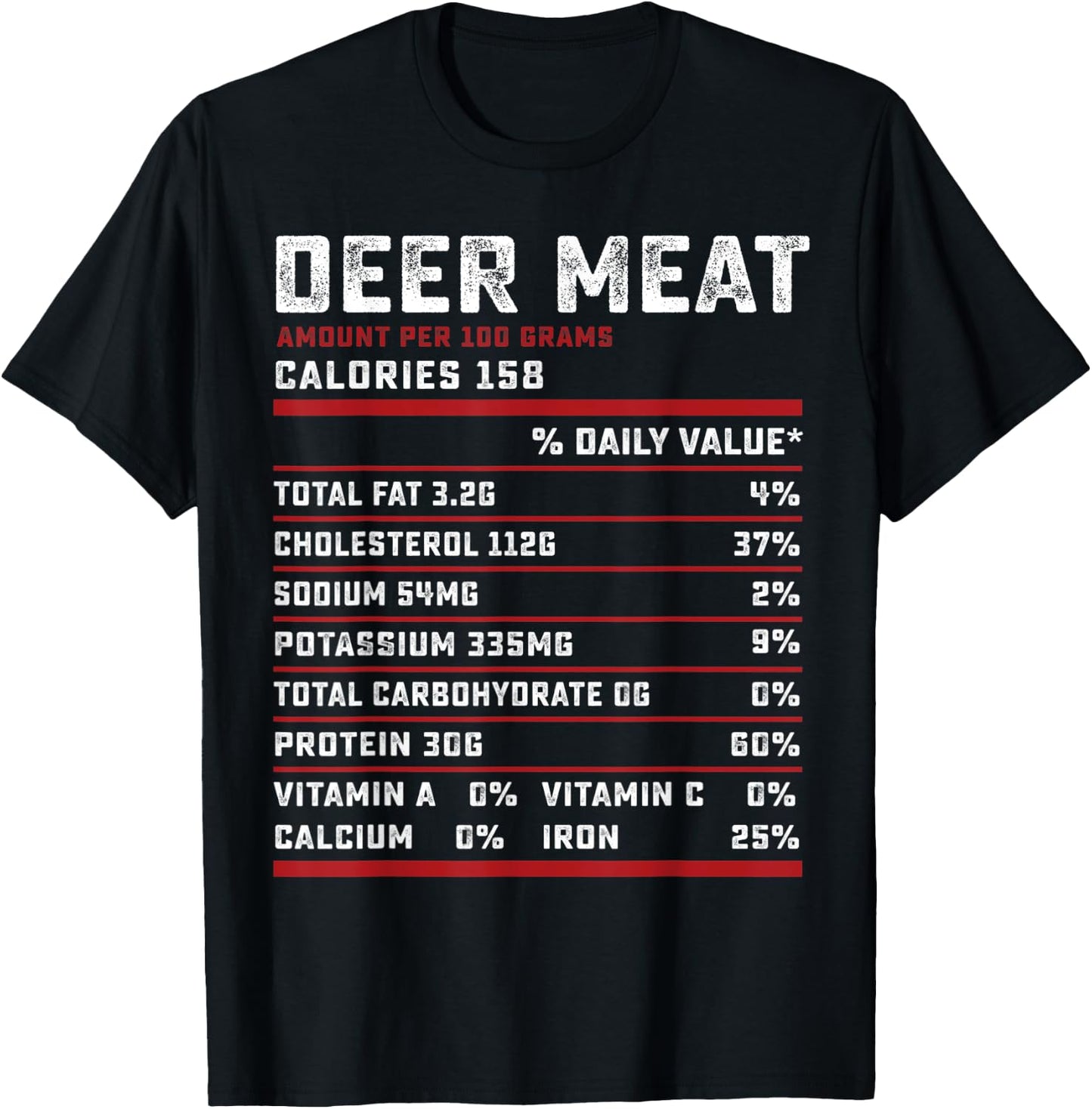 Deer meat Nutrition facts funny thanksgiving hunter gifts T-Shirt - T-Shirt | Black