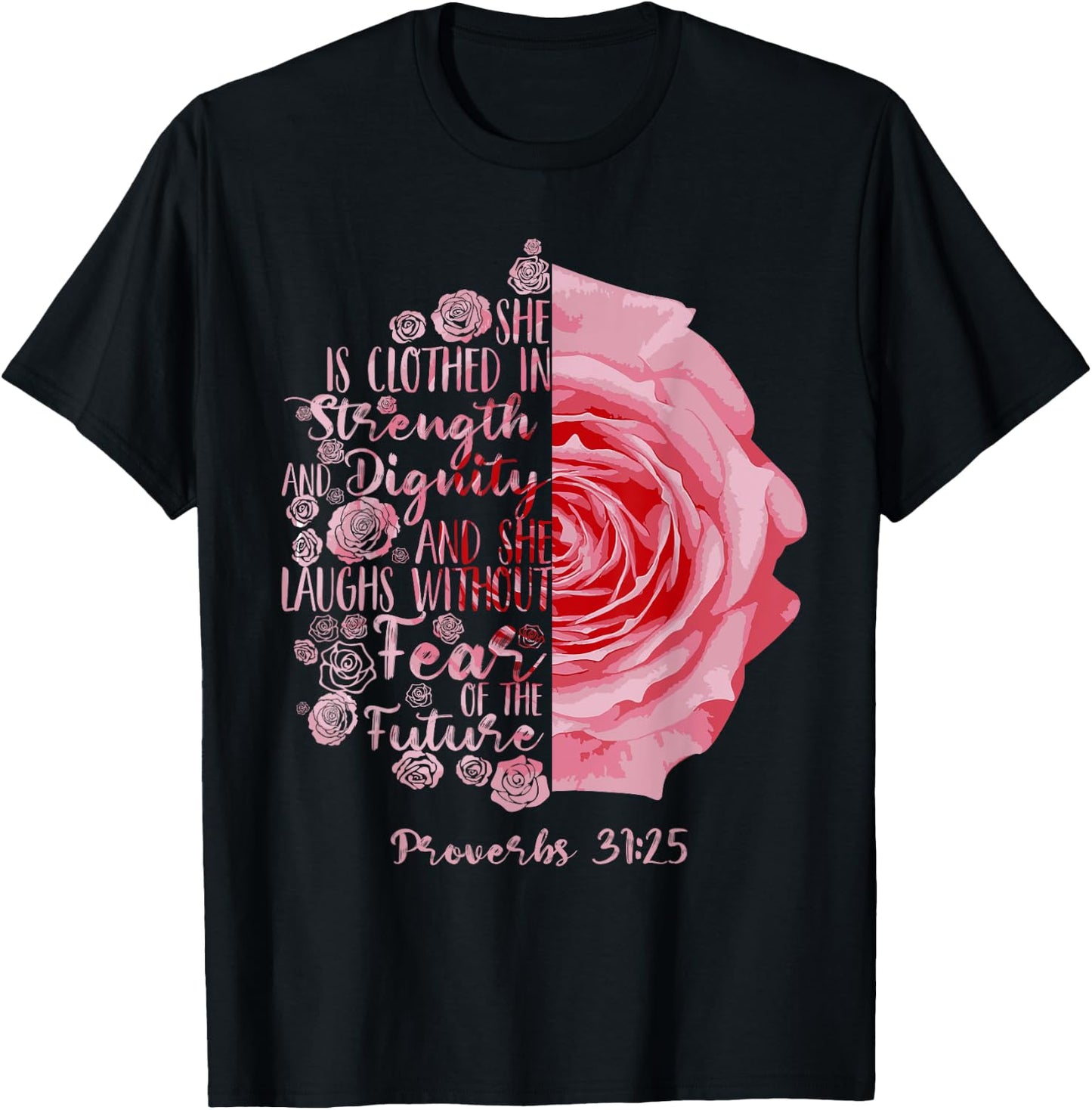 Cool She Is Clothed In Strength And Dignity Gift T-Shirt - T-Shirt | Black