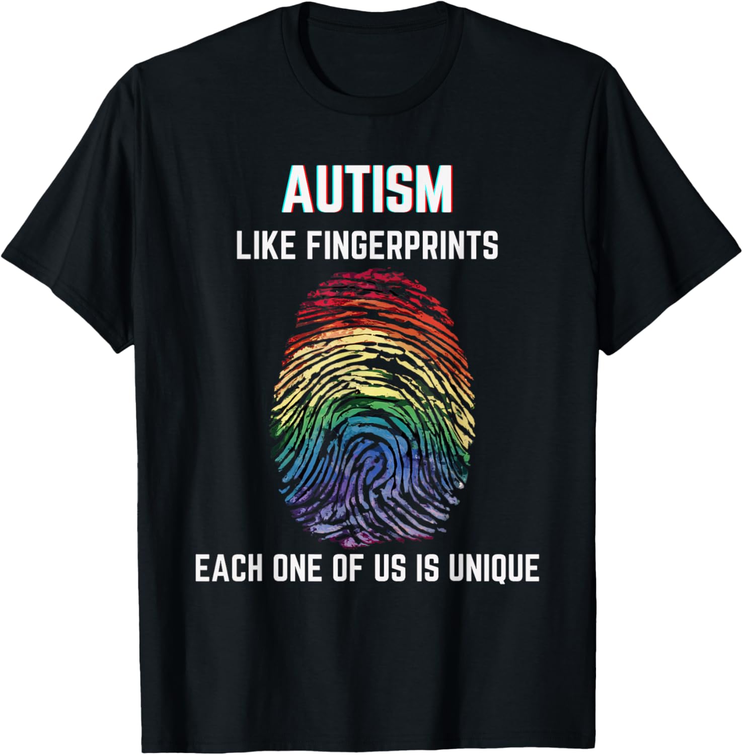 Autism Like Fingerprints We Are All Unique Acceptance T-Shirt - T-Shirt | Black