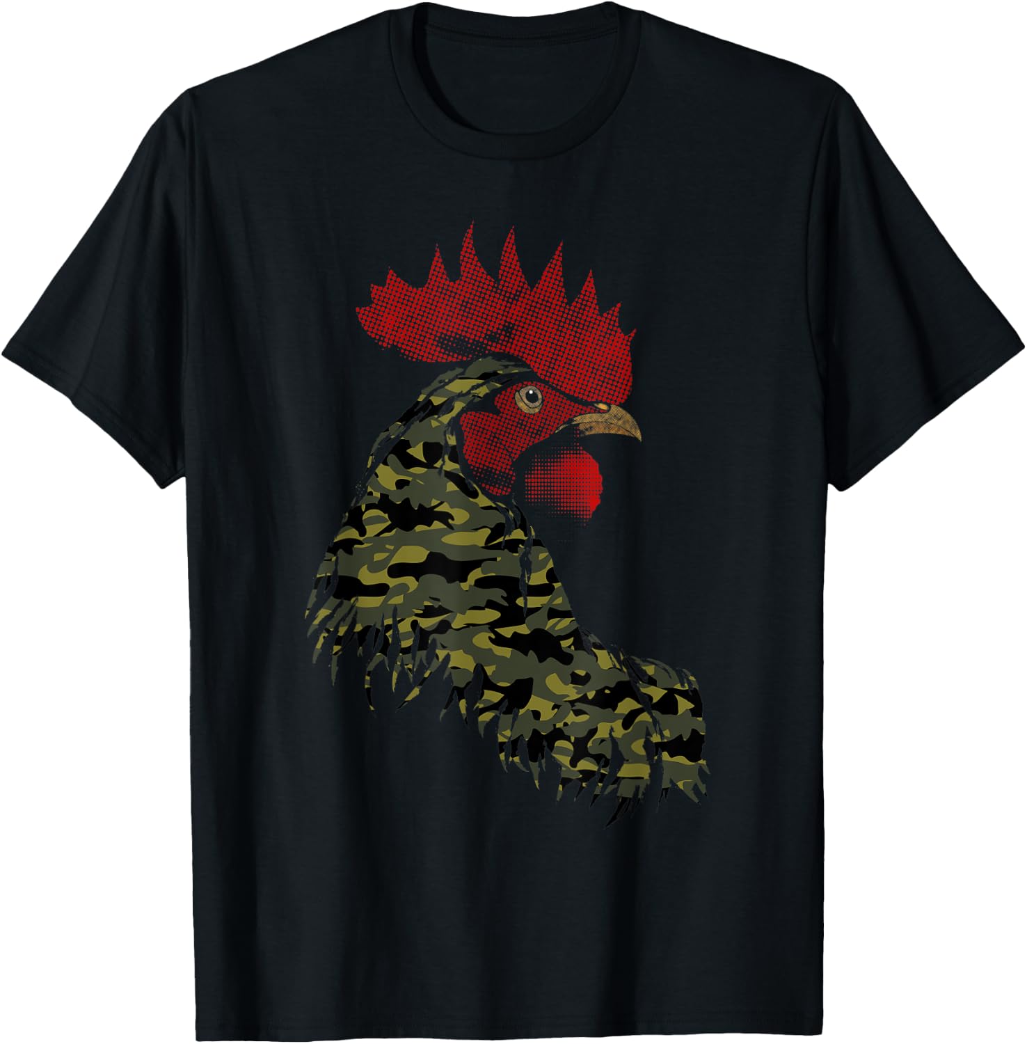Camo Rooster Camouflage pattern fatigues Military Rooster T-Shirt - T-Shirt | Black