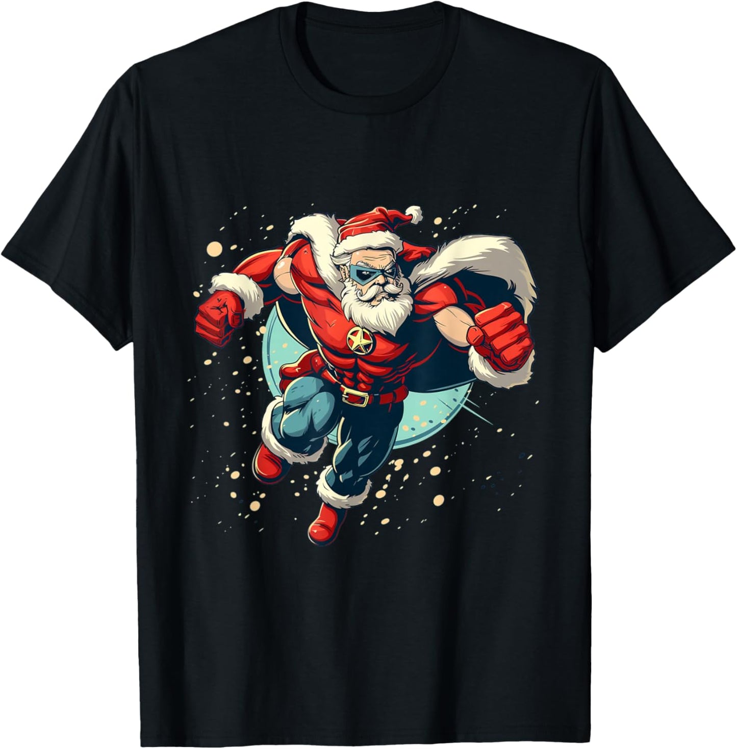 Great Superhero Santa for funny Festive Season T-Shirt - T-Shirt | Black