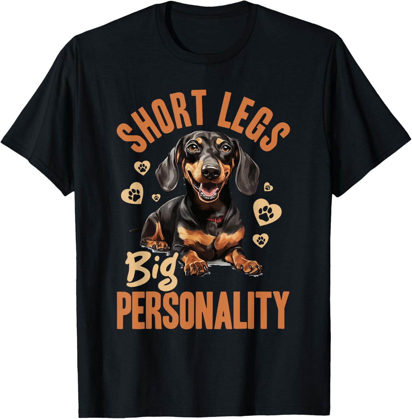 Dachshund wiener sausage dog Short legs big personality Men Women Kids T-Shirt - T-Shirt | Black