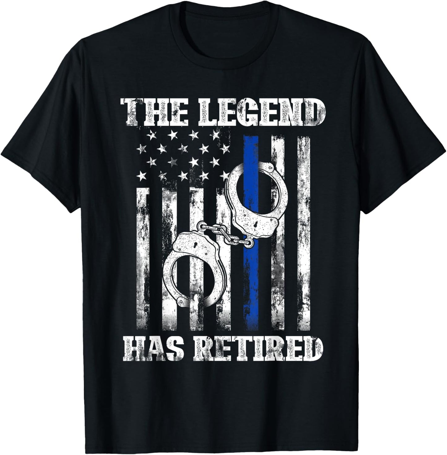 Retired Law Enforcement Officer Thin Blue Line Police T-Shirt - T-Shirt | Black