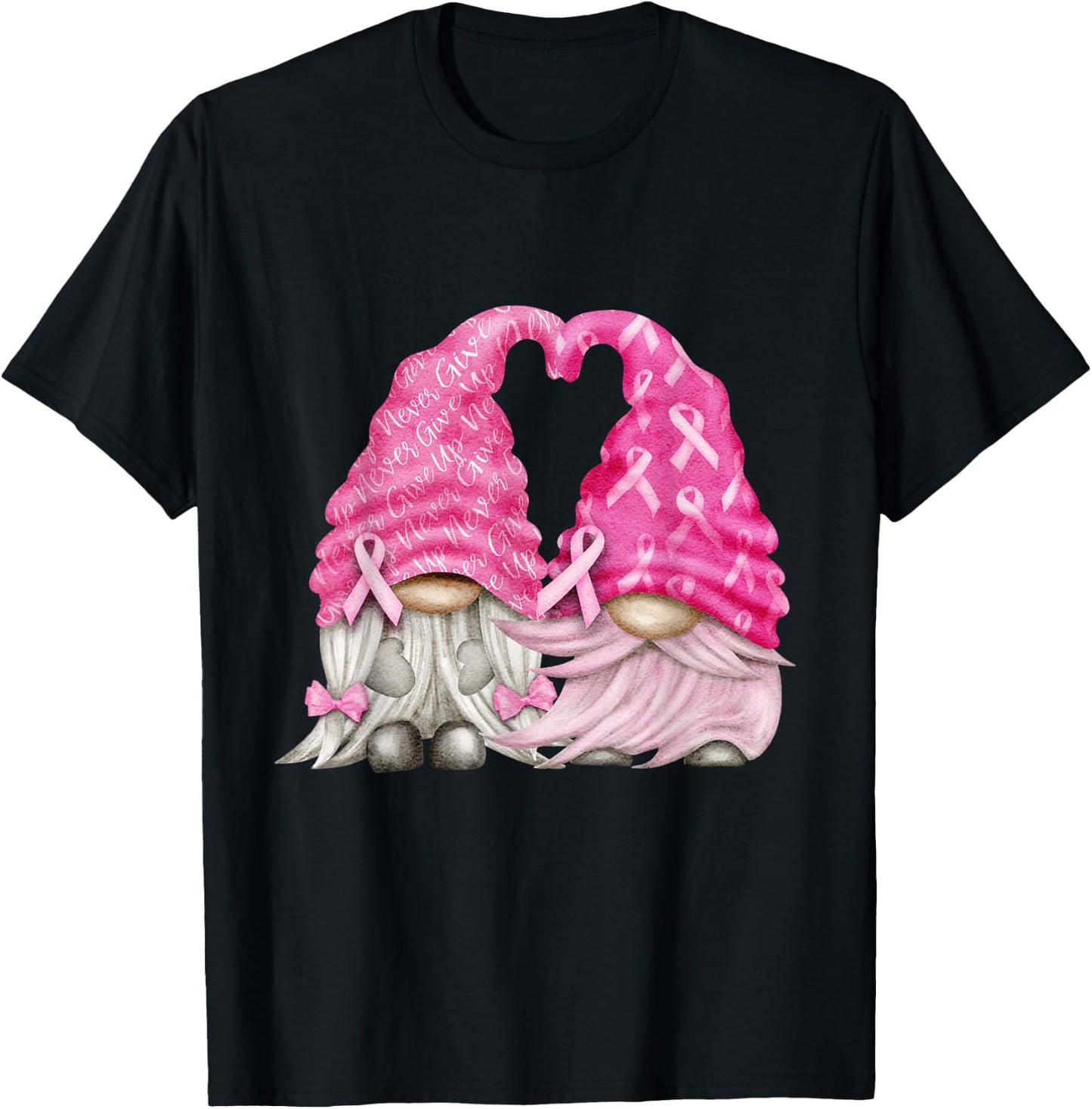 Wear Pink Gnomes For October Breast Cancer Awareness Months T-Shirt - T-Shirt | Black