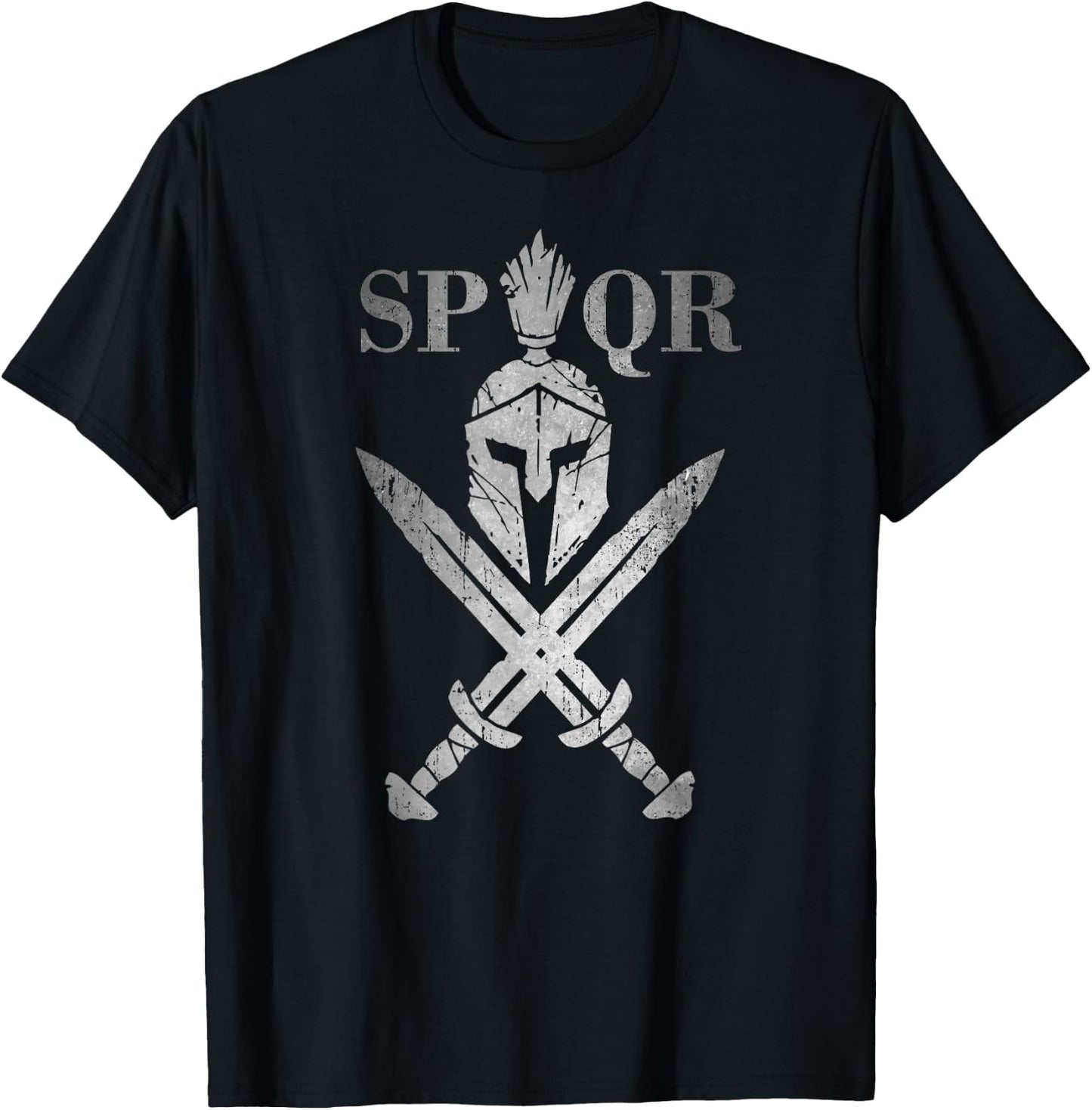 SPQR Roman Legion Soldier Gladiator Warrior Swords Helmet T-Shirt - T-Shirt | Black