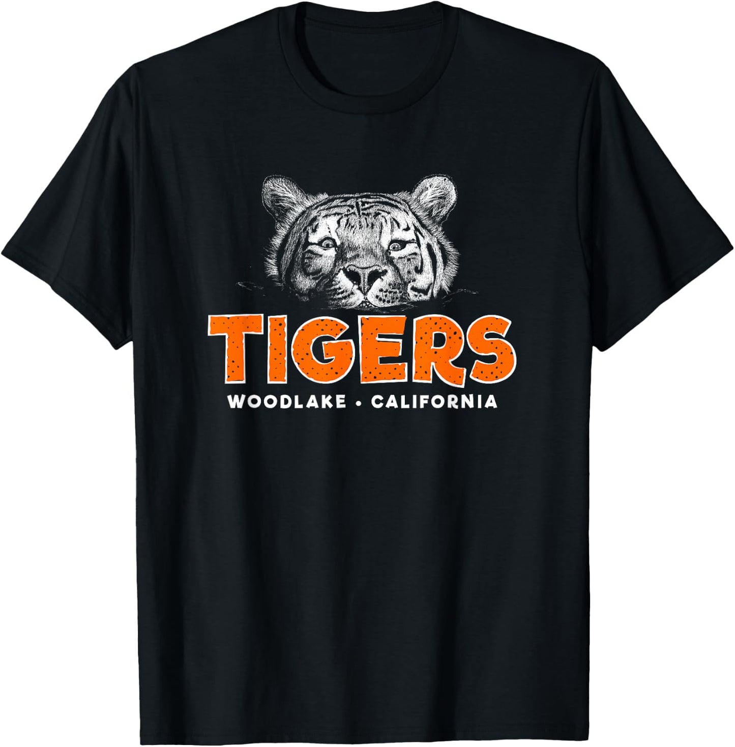 Woodlake California Tigers Scratchboard T-Shirt - T-Shirt | Black