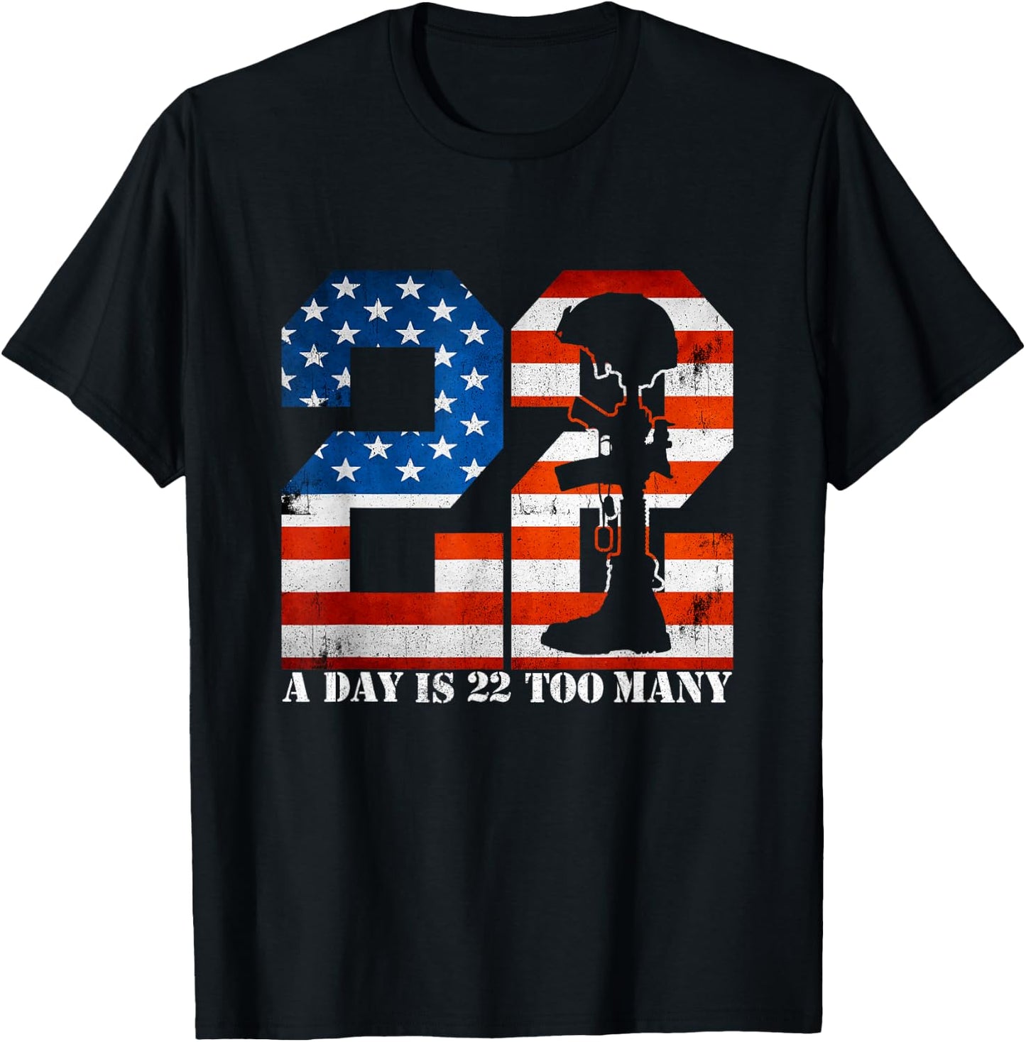 22 A Day is 22 Too Many Veteran Lives Matter Help Veterans T-Shirt - T-Shirt | Black