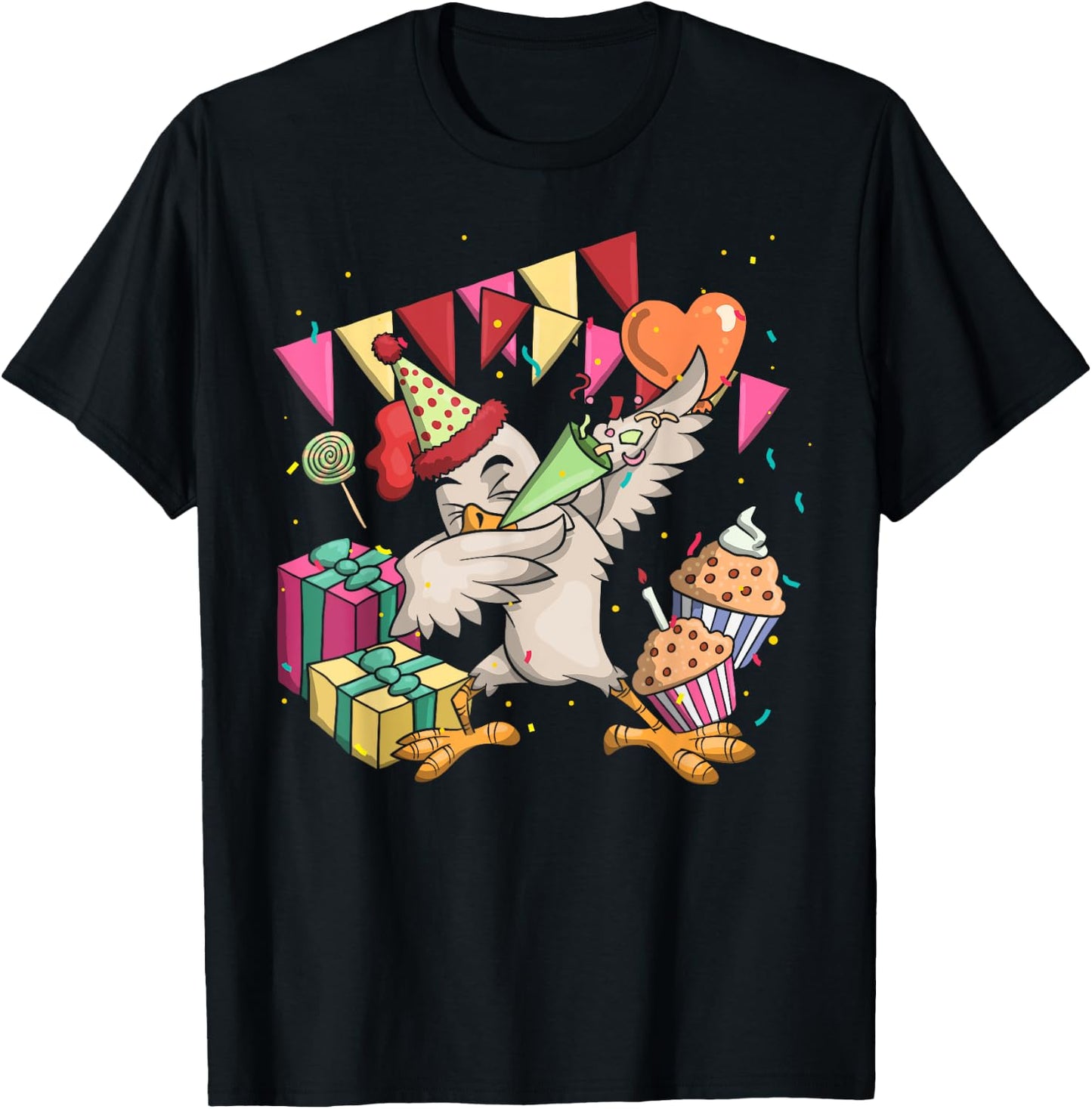 Funny Farm Bird Dab Chicken Anniversary Party Kids Birthday T-Shirt - T-Shirt | Black