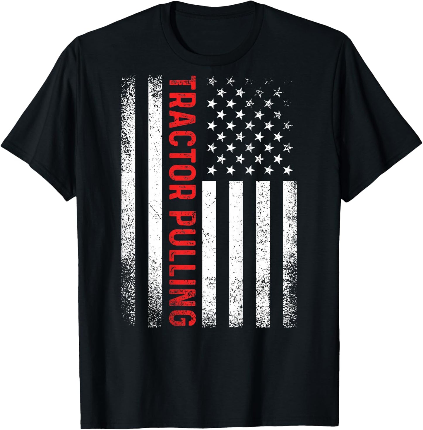 Tractor Pulling Cool USA American Flag Vintage Father's Day T-Shirt - T-Shirt | Black