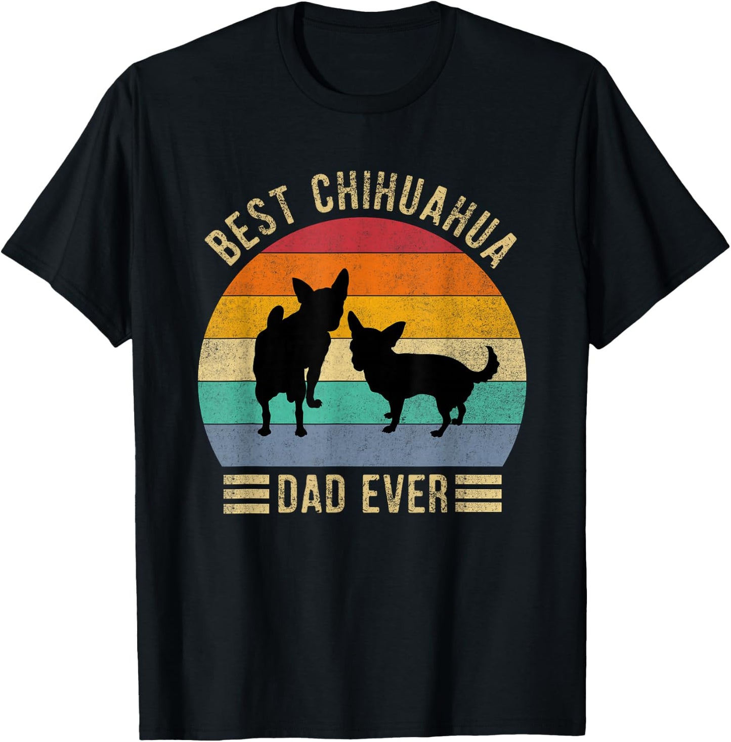 Best Chihuahua Dad Ever Retro Vintage Dog Lover Women T-Shirt - T-Shirt | Black