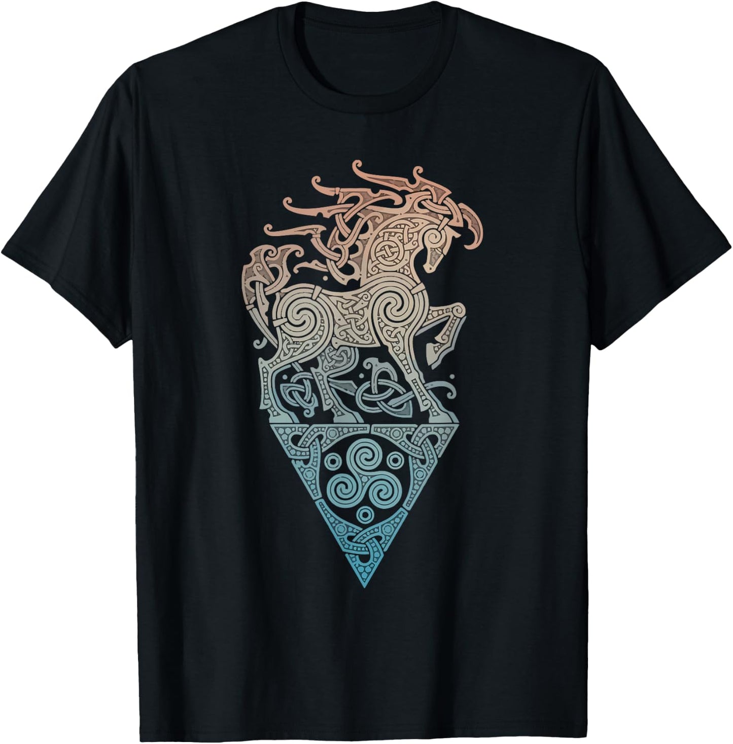 Great Love Horses VIKING CELTIC odins horse T-Shirt - T-Shirt | Black