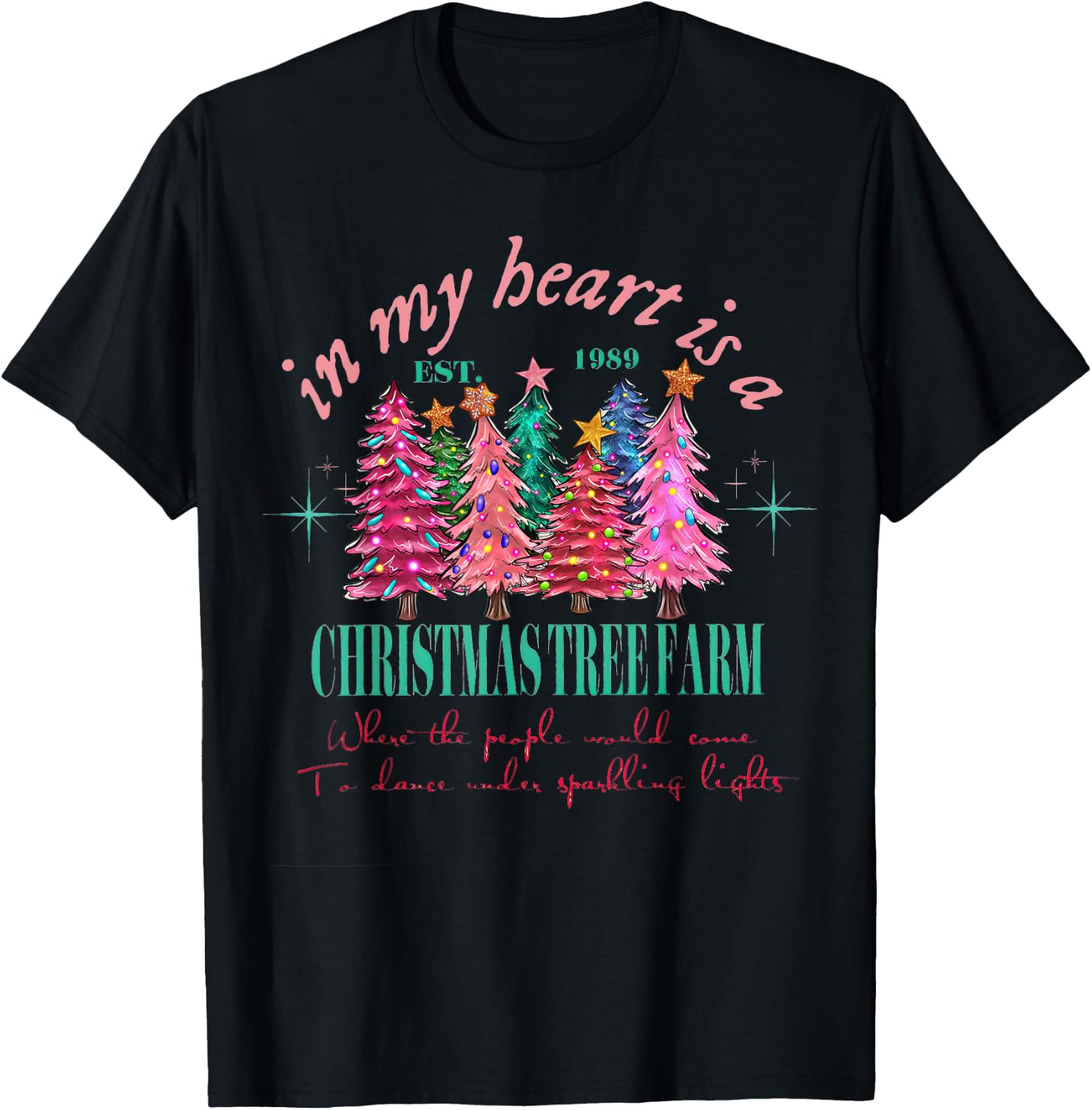 in My Heart is A Christmas Xmas Tree Farm Vintage Clothing T-Shirt - T-Shirt | Black