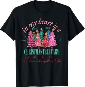 in My Heart is A Christmas Xmas Tree Farm Vintage Clothing T-Shirt - T-Shirt | Black