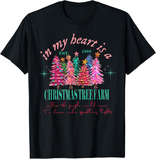 in My Heart is A Christmas Xmas Tree Farm Vintage Clothing T-Shirt - T-Shirt | Black