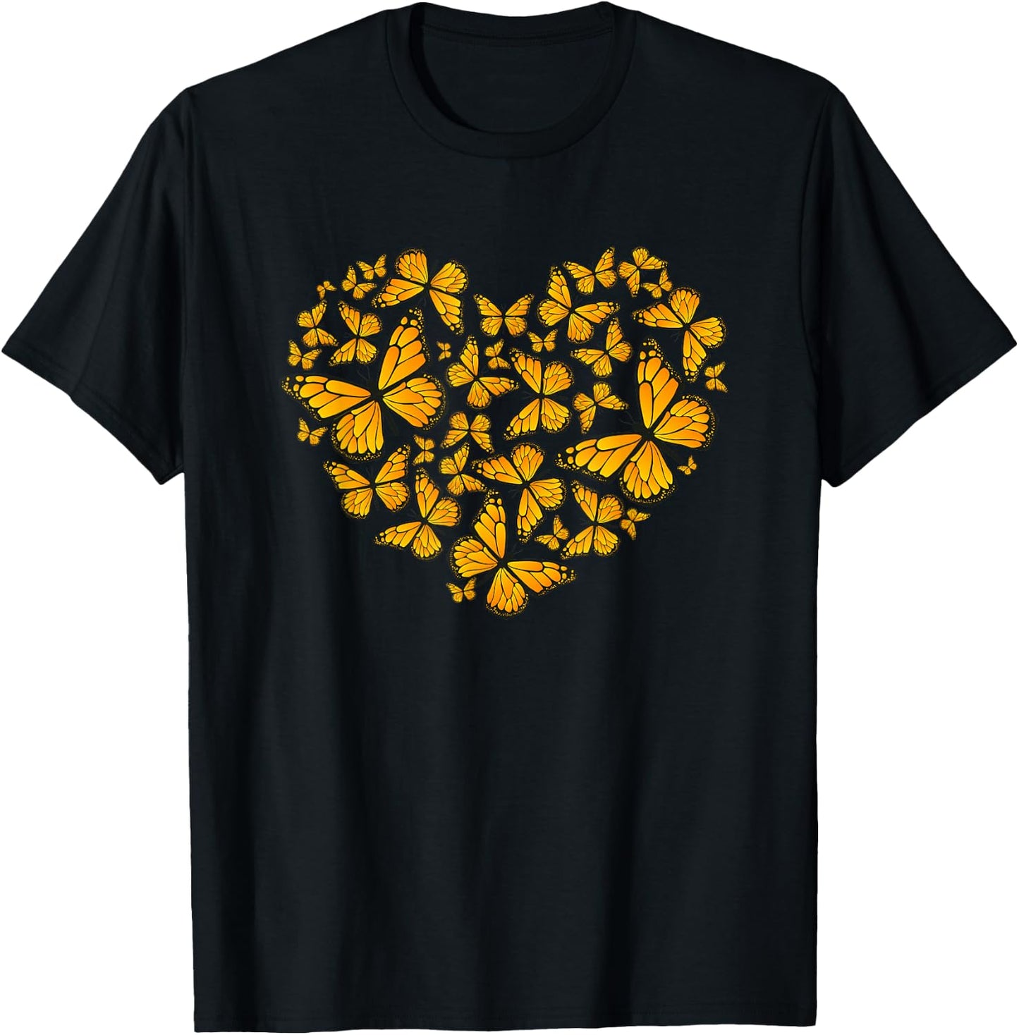 Save The Yellow Monarch Butterfly Heart Love Girls T-Shirt - T-Shirt | Black
