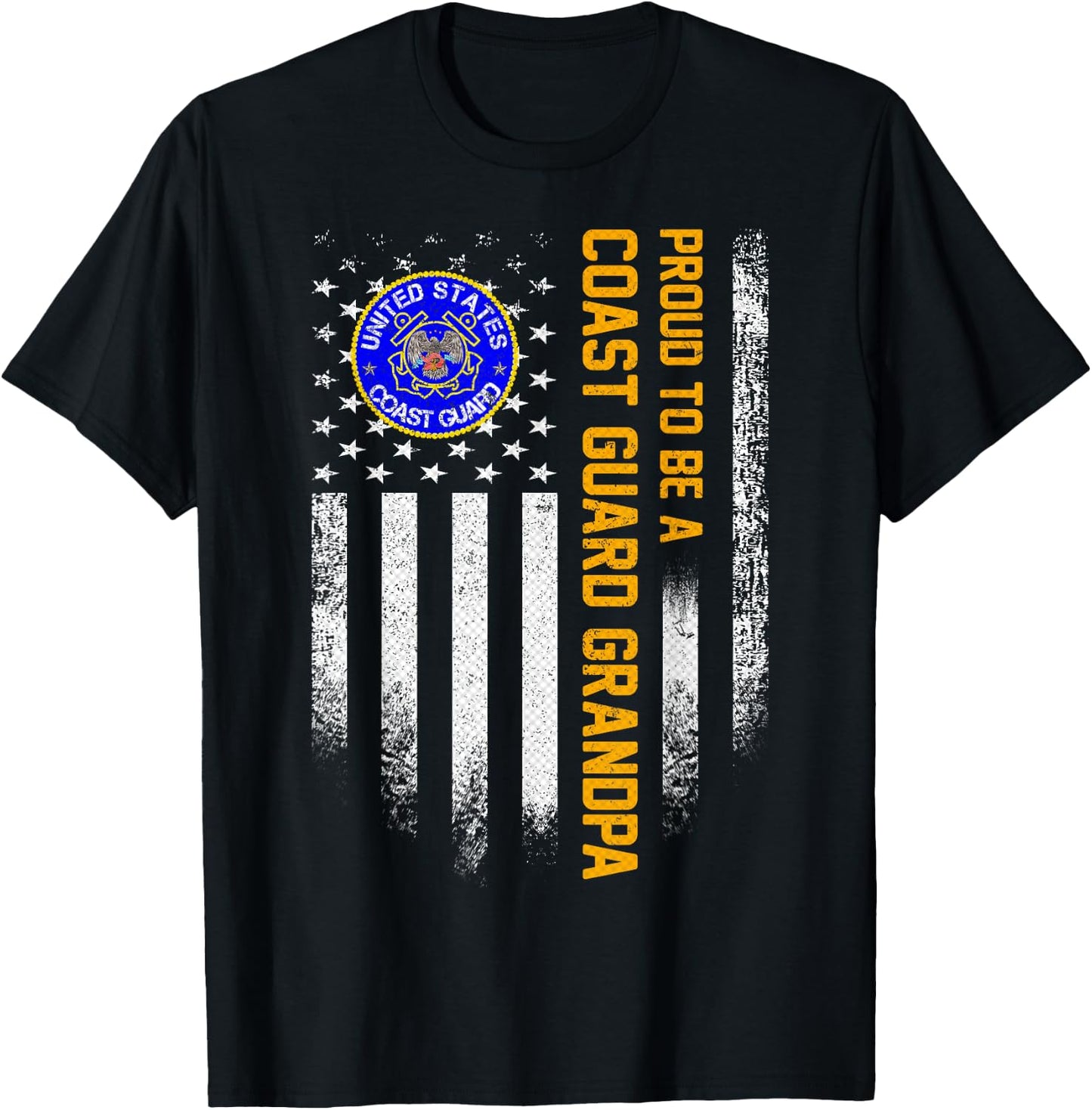 Vintage USA American Flag Proud To Be A Coast Guard Grandpa Men T-Shirt - T-Shirt | Black