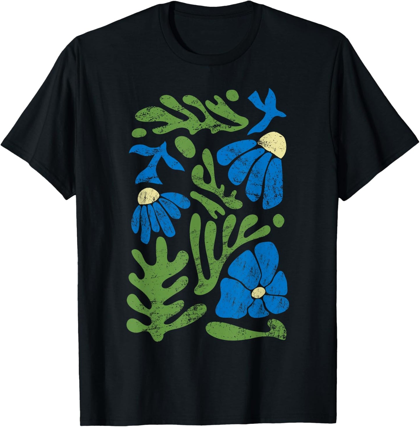 Matisse Abstract Autumn Artificial Flower Aesthetic Paint T-Shirt - T-Shirt | Black