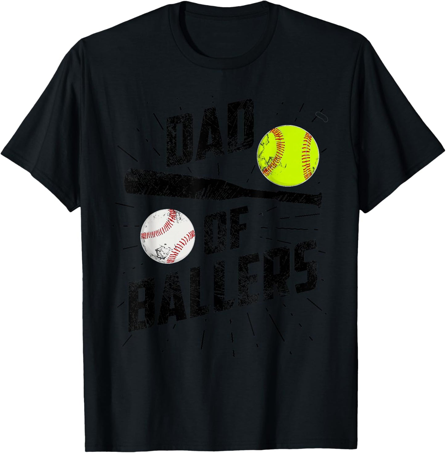 Dad Of Ballers Funny Baseball Softball Game Fathers Day Gift T-Shirt - T-Shirt | Black