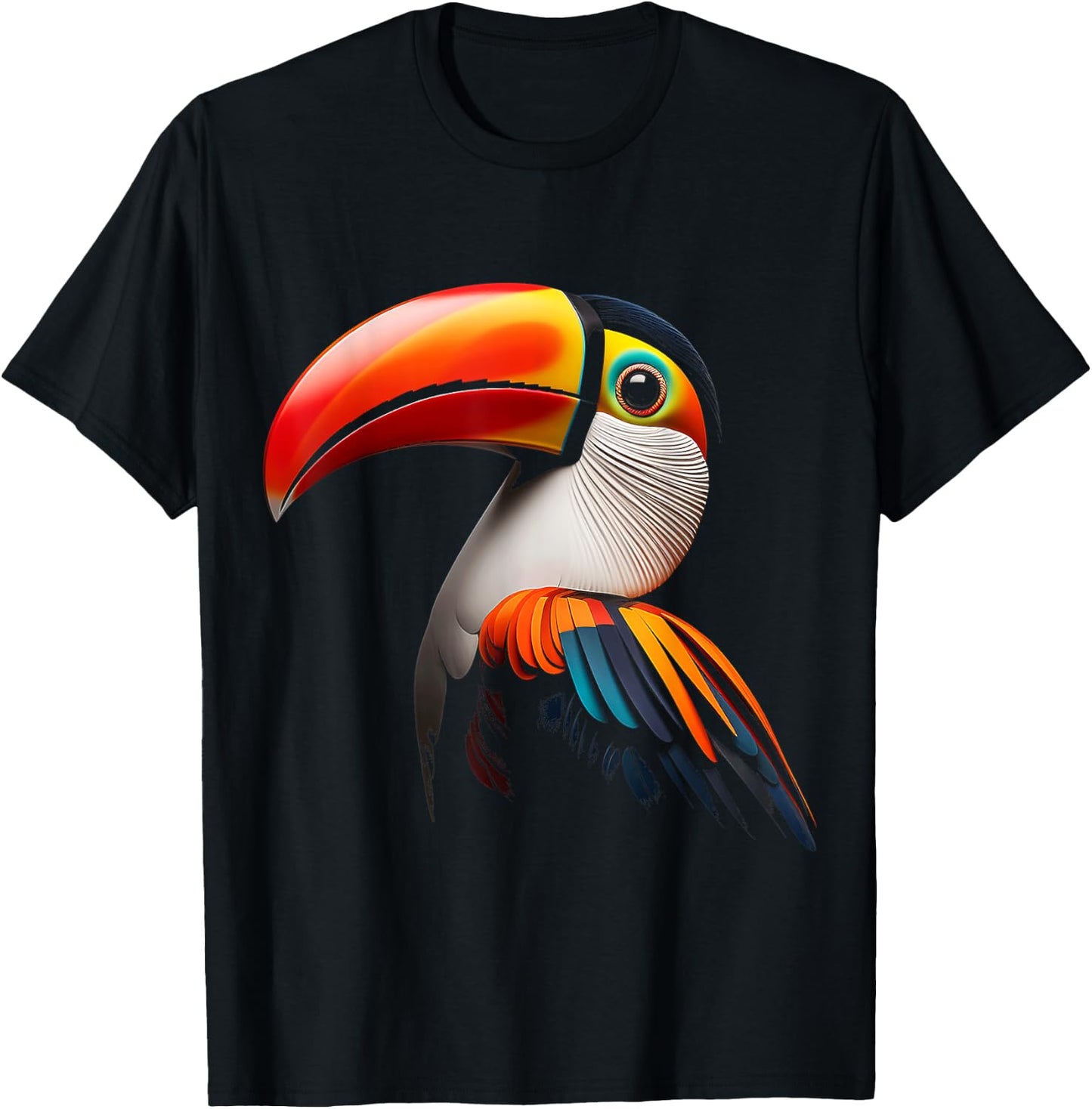 Toucan Bird Colorful Art Animal Graphic Motif Toucan T-Shirt - T-Shirt | Black