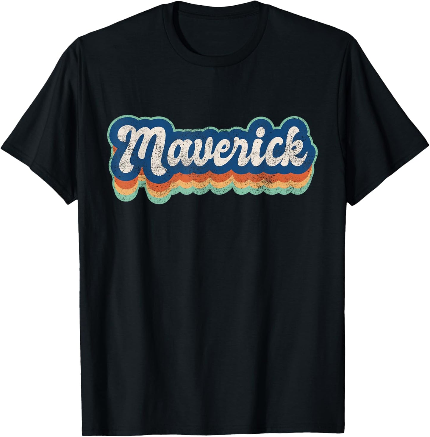 Maverick First Name Boy Vintage Style 70s 80s Personalized T-Shirt - T-Shirt | Black
