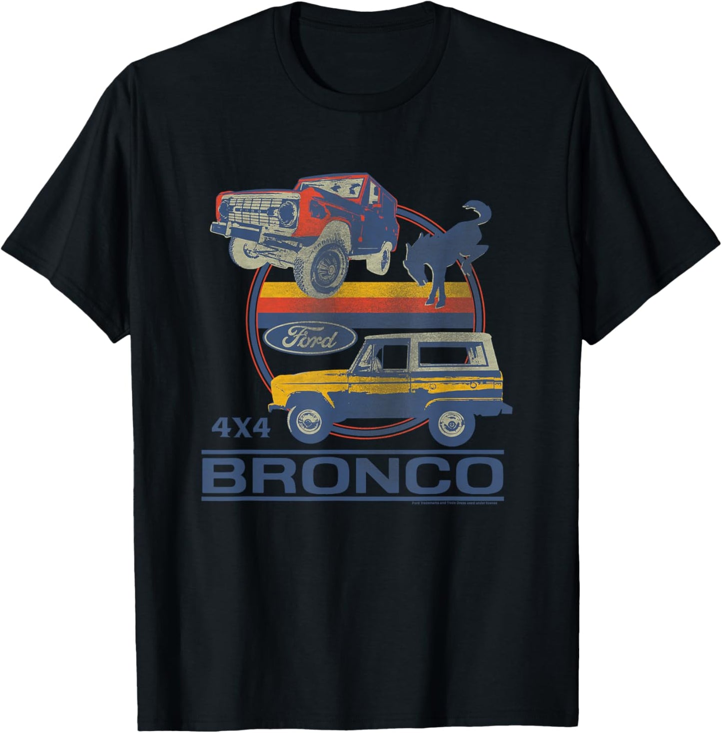 Ford - Bronco 4x4 Retro Circle With Pony Logo T-Shirt - T-Shirt | Black