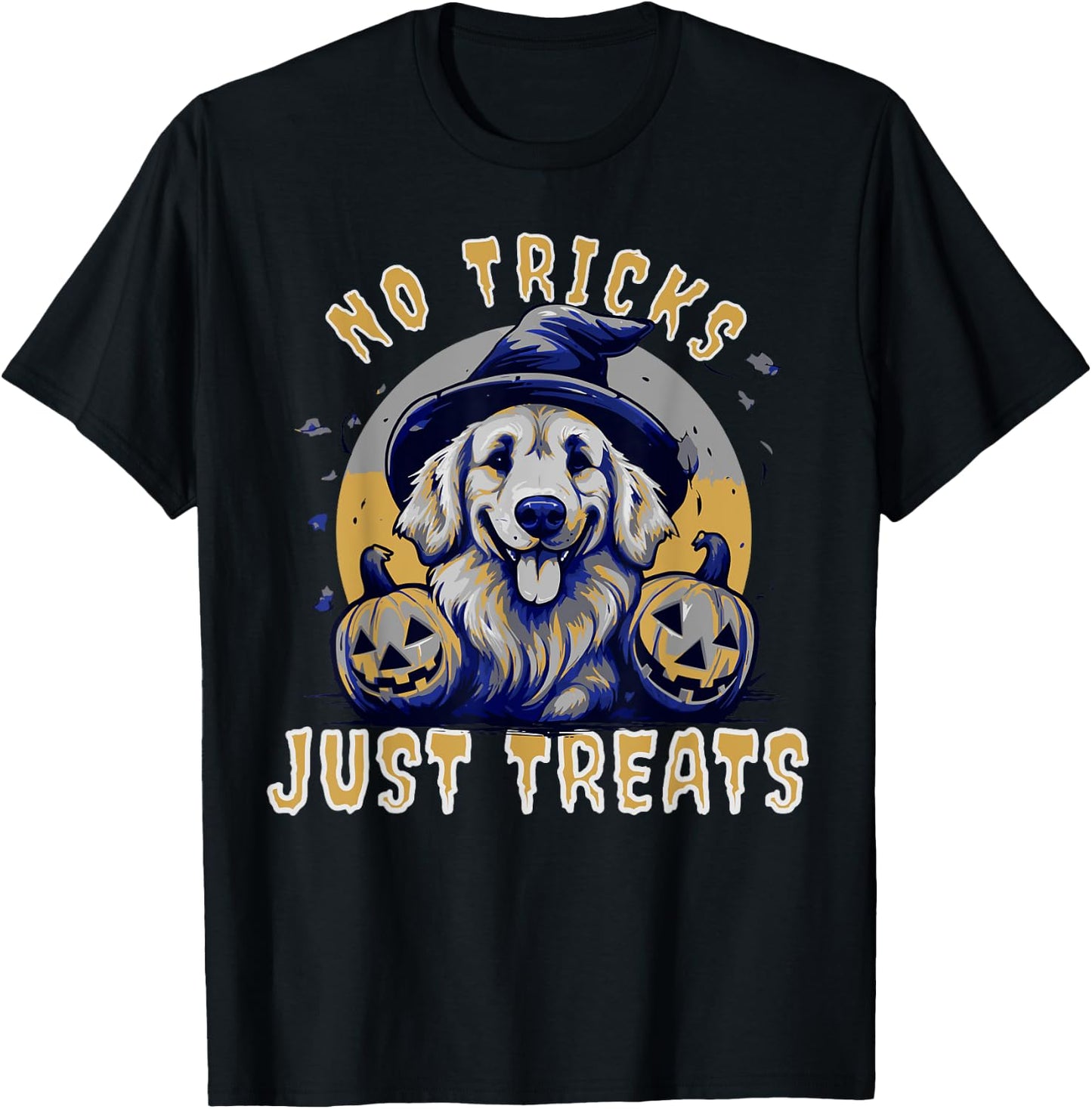 Golden Retriever Halloween No Tricks Just Treats T-Shirt - T-Shirt | Black