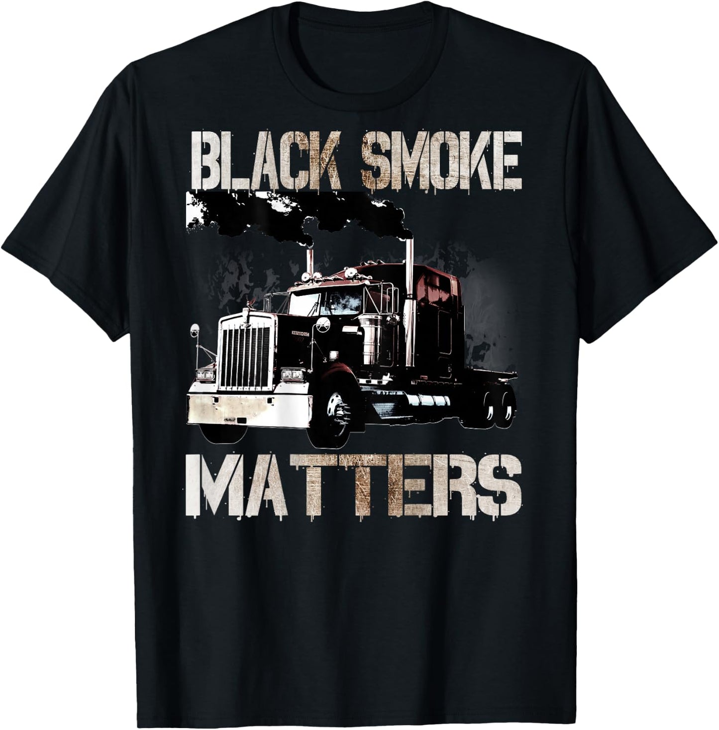 Trucker Tractor Trailer 18 Wheeler Design On Back T-Shirt - T-Shirt | Black