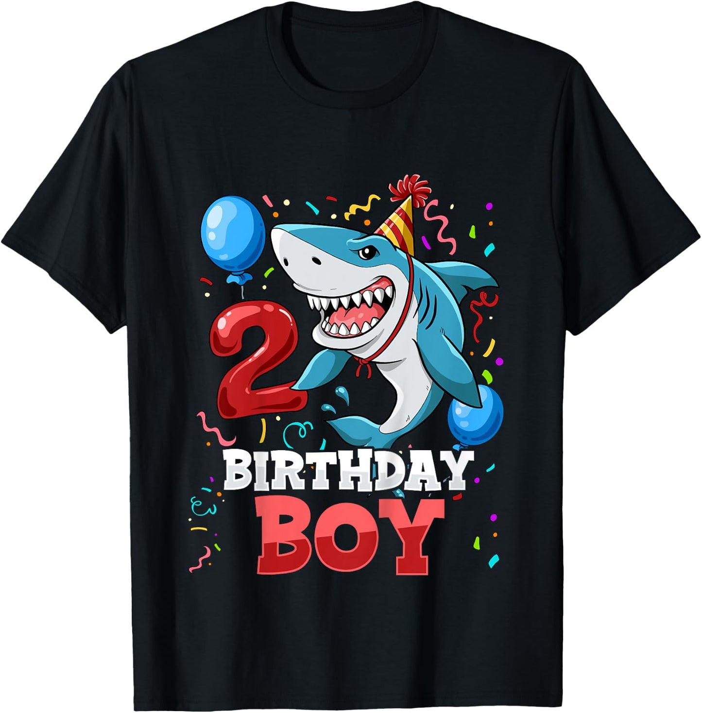 Kids Shark 2nd Birthday Boy T-Shirt - T-Shirt | Black
