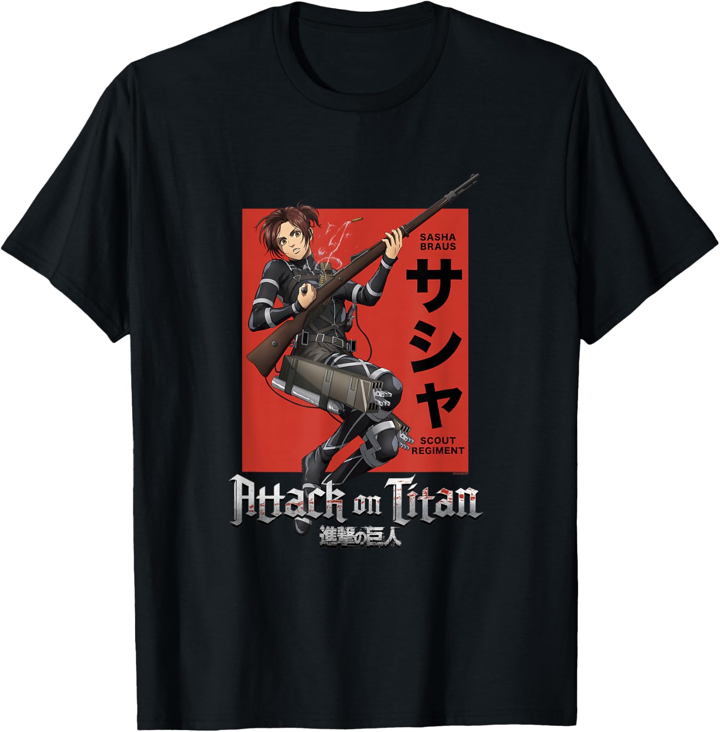 Attack on Titan Season 4 Sasha Loading Gun Anime T-Shirt - T-Shirt | Black