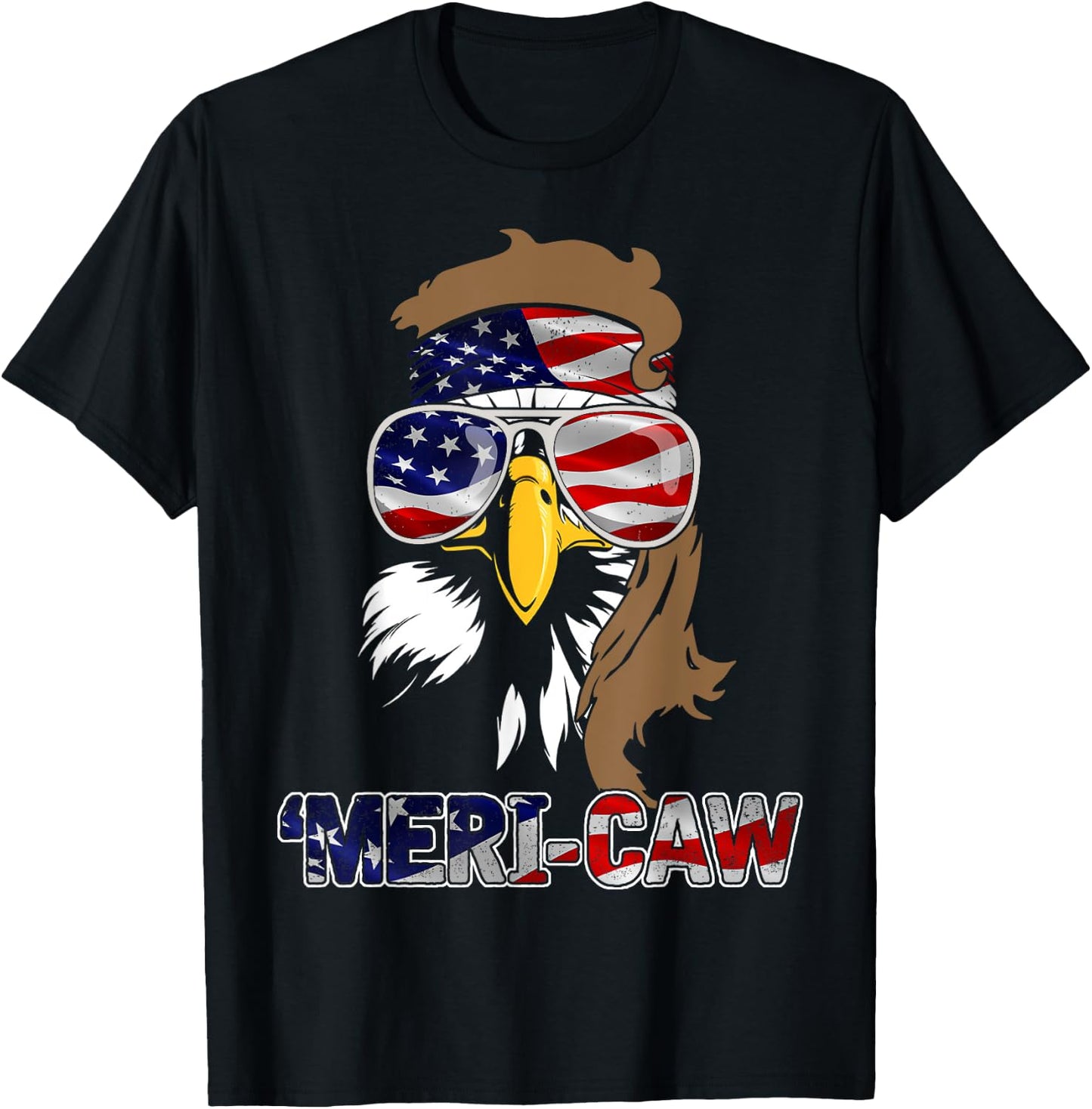 mb35 Mullet Eagle 'Meri-Caw 4th Of July Independence Day Kids Men T-Shirt - T-Shirt | Black