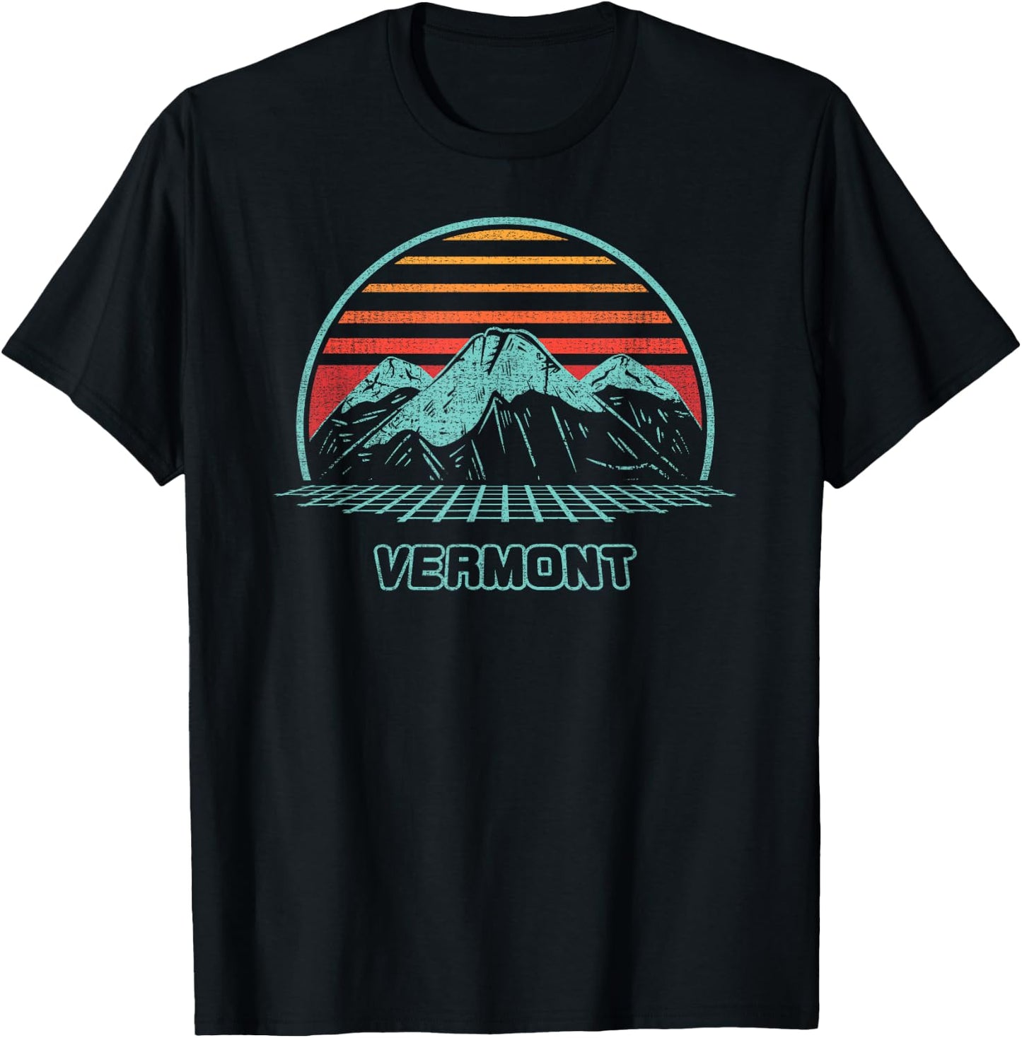 Vermont Retro Mountain Hiking 80s Style T-Shirt - T-Shirt | Black